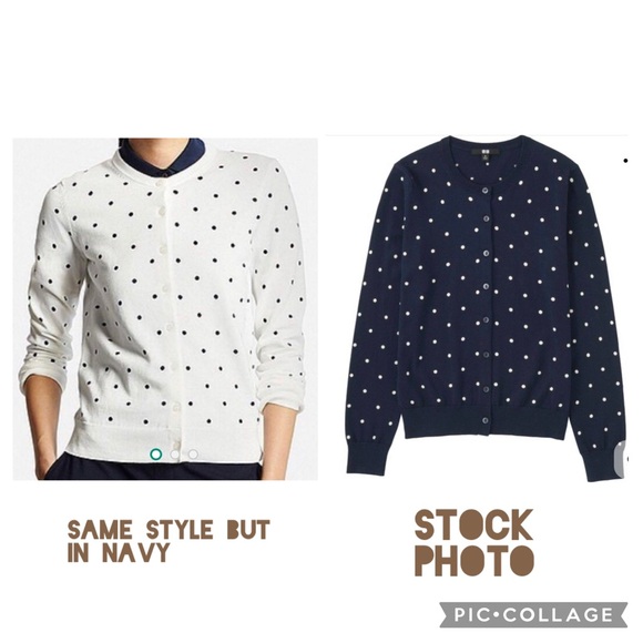 Uniqlo Sweaters - Uniqlo Cotton Polka Dot Cardigan